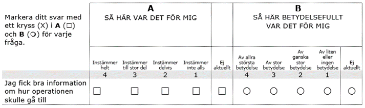 Bild som visar ett exempel på hur en fråga i KUPP-enkäten kan se ut